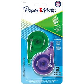 Paper Mate Liquid Paper DryLine, Extra Long Tape, Assorted Colors, 2 Count