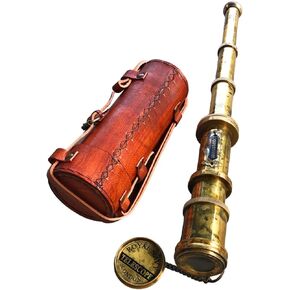 Brass Dollond London's 18 inches Antique Telescope/Spyglass in Leather Box Great Gifting Spyglass for Travellers Adventure Collectibles Hiking, Camping (Brass Antique)