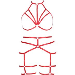 Full Body Plus Size Cage Harness Lingerie Women Bra Leg Garter Belt Club Party Punk Goth Rave EDC Clothing