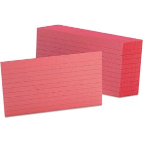 Oxford 3" x 5" Ruled Index Cards, Cherry, Pack of 100