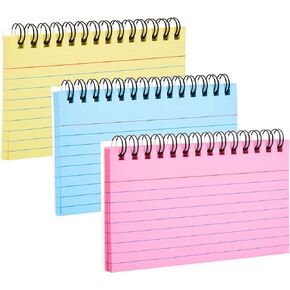 FRIUSATE 150 Sheets Flash Cards 3x5 Inches Spiral Bound Index Cards Colored Ruled Index Cards with Ring Colorful Notecards Flashcards for Studying Nursing School Office Taking to Do List
