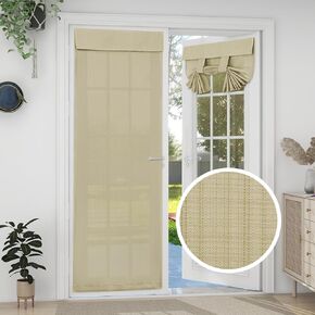 Easy-Going Linen Look French Door Curtains, Light Filgtering Privacy Window Door Curtain for Patio Glass Door Blind Tie Up Shade, 1 Panel, 26x68 inch, Beige