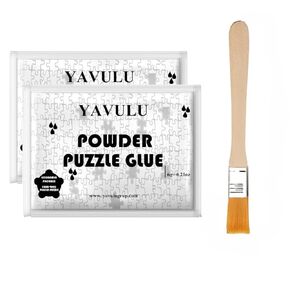 YAVULU Advanced 2Pack Powder Puzzle Gluewith Brush for 1000-4000 pcs Puzzle, DIY with 200ML Water, Bright and Easy to Apply, Water-Soluble Quick Dry Puzzle Saver Clear Glue for Puzzle Frame