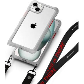 GOOSPERY Z Bumper Crossbody Case [Military Collection] Compatible with iPhone 15 Plus Case [Strap Included] Shock Absorbing Dual Layer TPU + Hard PC Back Cover with Strap, Green