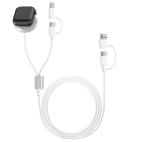 augley Multi USB C Fast Charger Cable for iPhone Apple Watch, 3in2 60W 5.0ft USB C(with USB Adapter) Fast Charging Cable fits iPhone 15/14/13/12 MacBook Laptop iPad and iWatch Ultra/9/8/7/6/5/4/3