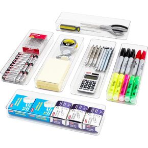 مجموعة منظم الأدراج من 6 قطع من STORi Remix | رمادي كلاسيكي | صناديق تخزين المكياج والزينة وفواصل أدراج المكتب in Kuwait