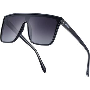 Jefoo Polarized Square Sunglasses for Women Men Oversized Fashion Siamese Lens Style Flat Top Shield Shades UV Protection in Kuwait