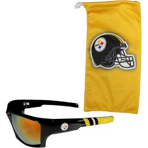 Siskiyou Sports NFL Pittsburgh Steelers Unisex Edge Wrap Sunglass and Bag Set, Team Colors, One Size (FESG160EB-R) in Kuwait