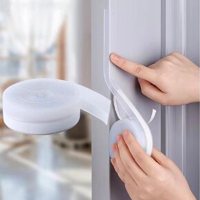 Dstorelhp Upgraded Weather Stripping, No Residue Door Draft Stopper, Silicone Seal Strip for Doors Windows Shower Glass Gap, Transparent 16.4 Feet Long (Width 35mm)