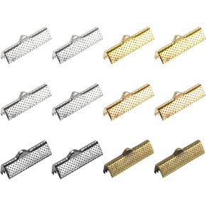uxcell 180Pcs Ribbon Crimp Clamp Ends, 25mm Bookmark Pinch Cord End Clasps for DIY Craft Making, 6 Assorted Colors