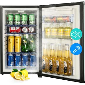 HIPOPLLER 1.07 cu.ft Compact Refrigerator,Quiet Mini Fridge, 110V Reversible Door with Lock, Energy Efficient Beverage Cooler for Bedroom Dorm RV Hotel Office, Black in Saudi Arabia