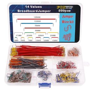 FOXTIP 560Pcs Breadboard Jumper Wire, 14 Vaules, Jumper Wire Kit for Breadboard, Prototyping, Circuits, Electronics Experiment