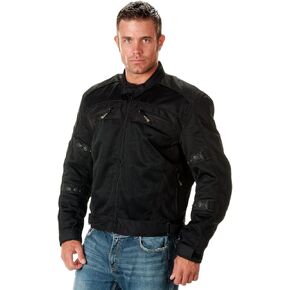 Xelement CF380 Black Tri-Tex Mesh Motorcycle Sport Jacket For Men with X Armor