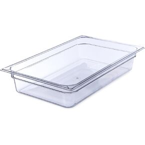 Carlisle FoodService Products Storplus Full-Size Plastic Food Pan for Catering, Buffets, and Restaurants, Polycarbonate, 2.5 Inches Deep, Clear, (Pack of 6)