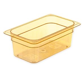 Carlisle FoodService Products Storplus High Heat Food Pan Steam Table Pan, Chafing Pan for Catering, Buffets, Restaurants, High Heat Plastic, 1/4 Size 4 Inches Deep, Amber