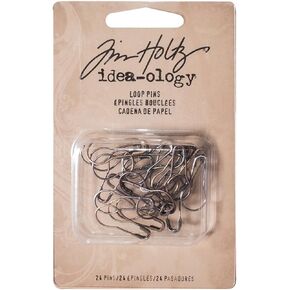 Loop Pins by Tim Holtz Idea-ology, Pack of 24, Nickel, Brass and Copper Finishes, TH93200