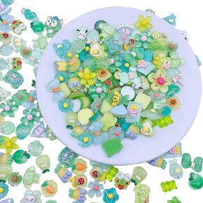 100 Pcs Flat Back Resin Slime Charms Bulk for Crafts, 3D Flatback Cute Charms Making Supplies for DIY Scrapbooking Crafting (Pink)