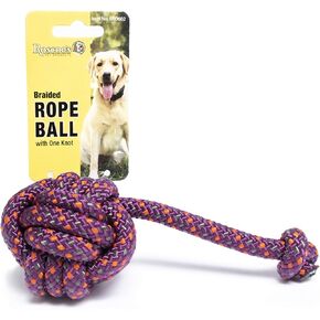 Roscoe's Pet Products Braided Rope Ball with One Knot Toy for Dogs. Safe and Non-Toxic.
