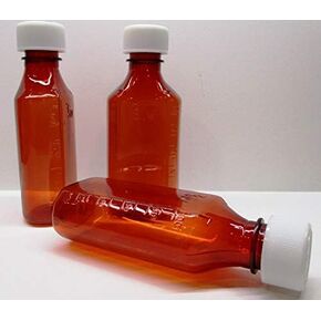 Graduated Oval 4 Ounce 118.3 ml Amber RX Medicine Bottles w/Caps-Pharmaceutical Grade-The Ones We Sell to Pharmacies, Hospitals, Labs (10)