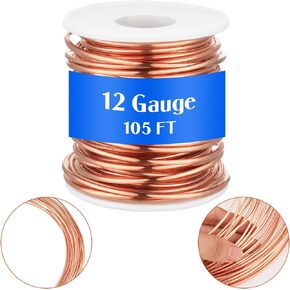 2 Pound Copper Wire Soft Solid Bare Bendable Wire for Electroculture, Gardening Plants, Jewelry Beading Making Craft Wire (12 Gauge,0.08 '' Dia, 105' Length)
