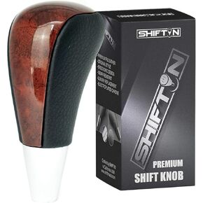 SHIFTIN Leather Wood Gear Shift Knob for Toyota Avalon Yaris 4Runner Land Cruiser Sienna Camry Solara Tacoma and Lexus ES300 ES330 GS300 GS400 GS430 SC300 SC400 (Black Leather)