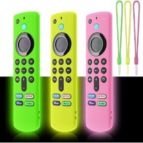 Climberer Firestick Remote Cover, 3-Pack Compatible with fire TV Stick 4K, Easy to Find, Comprehensive Protection, Ergonomic Design, Soft Silicone, Fluorescent Green/Yellow/Pink