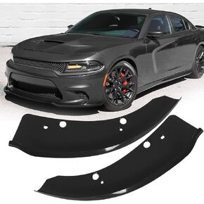 Front Bumper Lip Splitter Protector Compatible with Dodge Charger Hellcat/SRT 392 / Scat Pack/RT Scat Pack/GT/RT 2015-2021, Black, Pack of 2