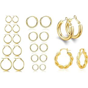 Gold Hoop Earrings for Women Small Thick Huggie Earrings Girls Stainless Steel Hypoallergenic