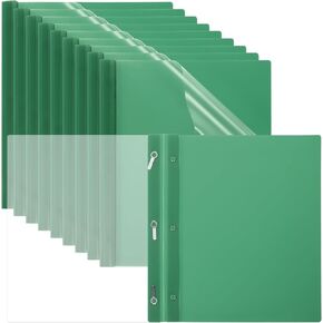 PATIKIL Plastic Report Covers with Prong, 10 Pcs 80 Sheet Capacity Clear Front Presentation Binders with 3 Metal Prong Fasteners Report Folder for Resume Documents Files Letter, Black