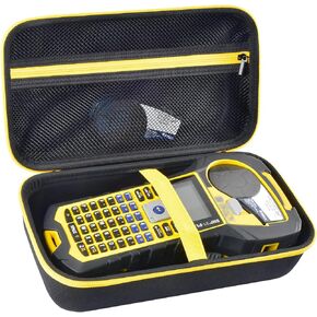 حافظة متوافقة مع طابعة الملصقات المحمولة Brady M210/ BMP21-PLUS. حقيبة حامل تخزين محمولة من صانع الملصقات مع جيب شبكي إضافي لملصقات برادي الأصلية وكابل USB وملحقات (الصندوق فقط)
