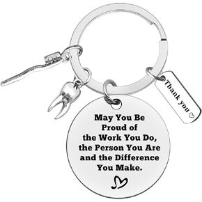 Xiahuyu Dentist Keychain, Silver - Graduation, Birthday or Retirement Gift for Dentists, Dental Hygienists, Assistants, Nurses & Students