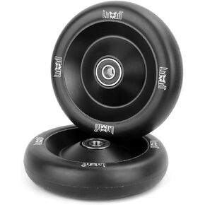 Limit Pro Scooter Wheels 110 x 26mm 2 Pcs Extra Width Transparent White PU High Resilience and Aluminum Metal Core ABEC-9 Bearings Installed for Pro BMX Trick scooters
