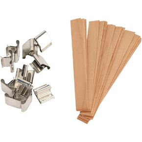 33Pcs Wooden Candle Wicks, Wood Wicks for Candles Making, Degradable Naturally Smokeless Candle Wicks with Base for DIY Candle Making Craft