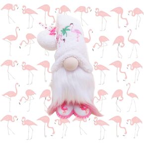 AWISBI Flamingo Decor Summer Gnome Plush, Flamingo Gift with Cotton Hat & Shoe Nodic Plush Handmade Tiered Tray for Home, Kitchen Ornaments Clearance Gnome Plush Elf Gift for Christmas Holiday