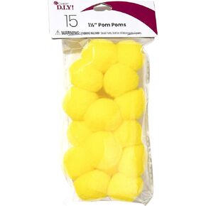 Cousin DIY Yellow 1.5 inch Poms, 15 Pack