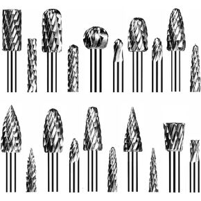 مجموعة شفرات كربيد فيتنتشر متوافقة مع ساق دريميل 1/8 بوصة، 20 قطعة من مجموعات شفرات كربيد القطع لدريميل، مجموعة شفرات دوارة مزدوجة القطع للنحت المعدني والنقش والحفر والتلميع in Kuwait