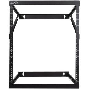 NavePoint 8U, 12U, 22U Height Expandable 2 Post Wall Mount Rack - Adjustable Server Rack for 19 Inch Standard IT Equipment - Wall Mount Rack 17.5" Deep, Black