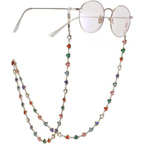 TEAMER Fashion Colorful Heart Eyeglass Chain Sunglass Strap Eyeglass Holder Butterfly Beaded Reading Glass Strap for Women