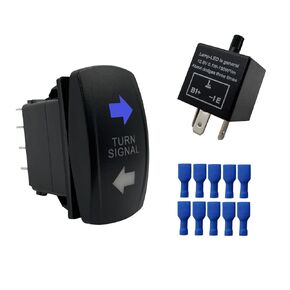مفتاح إشارة الانعطاف الأزرق LED 7 دبابيس مع 3 دبابيس مرحل ومضي قابل للتعديل 3 طرق تشغيل وإيقاف DPDT مفتاح الروك + وميض LED وامض لسيارة قارب شاحنة فان كامبر دراجة نارية RV RZR UTV 12 فولت