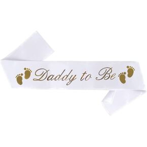 Dad To Be Sash For Baby Shower- Blue w/Gold Lettering Baby Gender Reveal Ideas Boy Ideas Dad Diaper Party Favor New Father Gift Daddy Father Prince Decorations Dadchelor Baby Gifts Little Man