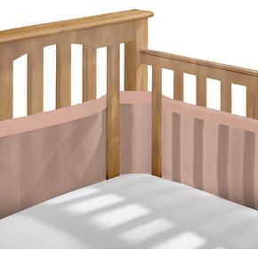 BreathableBaby Breathable Mesh Liner for Full-Size Cribs, Deluxe 4mm Mesh, Shell Pink (Size 4FS Covers 3 or 4 Sides) in Saudi Arabia