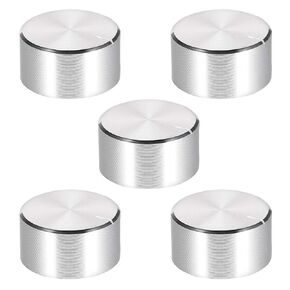 uxcell 5pcs Potentiometer Knob Knurled Shaft Silver Tone Aluminum Smooth Surface Rotary Knob 25mmx13mm Volume Control Knob