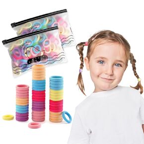 Lavifinac 200 Pcs Colorful Hair Ties for Girls and Kids, No Damage Seamless Soft Hair Ties for Girls, Baby Toddler Elastics Hair Small Rubber Bands Cute Hair Scrunchie Ponytail Holder
