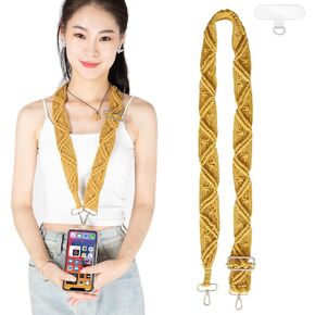 Unique Boho Macrame Phone Lanyard for Crossbody Adjustable Universal Cell Phone Lanyards for Women Cellphone Holder Neck Strap Compatible with Most Smartphones