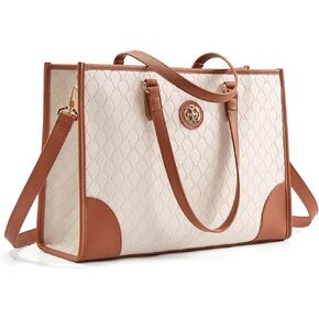Missnine Laptop Tote Bag for Women 15.6 inch Embossed PU Leather Work Bag Profession Briefcase Designer Computer Bag