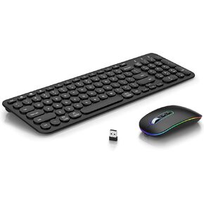 cimetech Bluetooth Keyboard and Mouse, Rechargeable Dual-Mode (Bluetooth 5.1 + USB) Wireless Keyboard and Mouse Combo, Ultra-Slim Multi-Device Keyboard for Mac, iPad, Computer, PC, Windows - Black