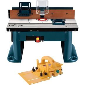 طاولة توجيه Bosch Benchtop للتوجيه الدقيق مع سياج قابل للتعديل - محطة عمل خشبية قوية - حزمة تصميم محمولة مع Microjig Grr-Ripper Advanced 3D Pushblock (عنصران) in Kuwait