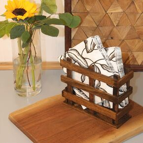 Consdan Napkin Holder, Wooden Napkin Holder, Suitable for Kitchen, Restaurant, Bar, Office, Parties, Home Décor (Antique Oak)