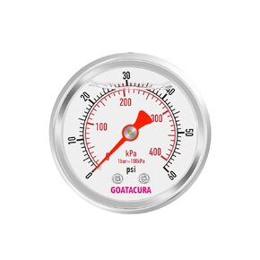 GOATACURA -30inHg/kpa-0 Glycerin Filled Vacuum Pressure Gauge, 2" Dial Size, 304 Stainless Steel Case, 1/4" NPT Center Back Mount, with High Accuracy