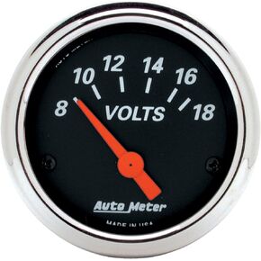 AUTO METER 1483 Designer Black Voltmeter Gauge, 2.3125 in.